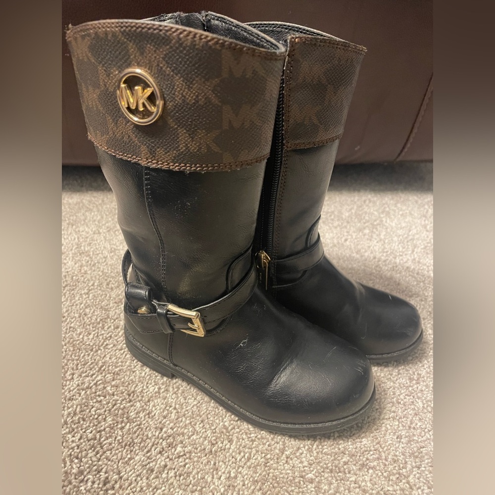 Michael Kors Black Boots with Brown Logo Trim